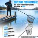 6 x PLUSINNO Large Fishing Net, 3.4-7.7 FT Carbon Fiber Fish Net with Long Telescoping Handle, Kayak Fishing Gear Accessories Foldable Landing Net for Bass, Trout, Catfish, Fishing Gifts for Men Father, 3.4 FT Not Extendable