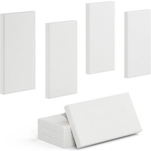 4 Pack High-Density Core with Fabric Cover Acoustic Panels  24122 In Self-Adhesive Soundproofing and Sound-Absorbing Wall Panels for Echo Reduction in Studio, Theater, or Recording (Linen White)