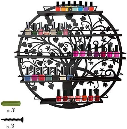 ERYTLLY nail polish Organizer Wall Mounted Acrylic Rack, Holder Stand, Round Storage Organizer, Salon nail polish Shelf Organizer (Black- 1 Pack)