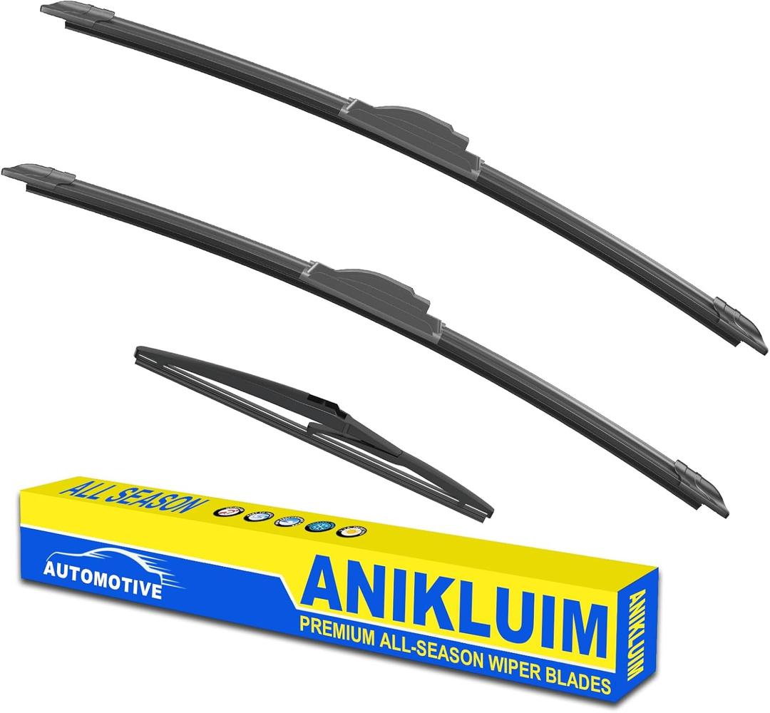 ANIKLUIM 24"+14" Wiper Blades with 12" Rear Wiper Blade Set Replacement for 2012-2019 Fiat 500 Windshield Wipers Original Factory Quality (Pack of 3)