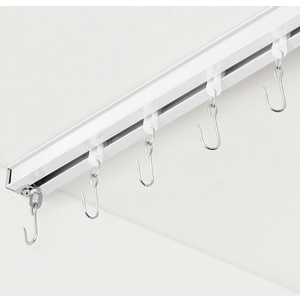 Curtain Track, Ceiling Curtain Track for Room Divider, Ceiling Mount Rail Set with Roller Hooks, White, 6ft - 9ft