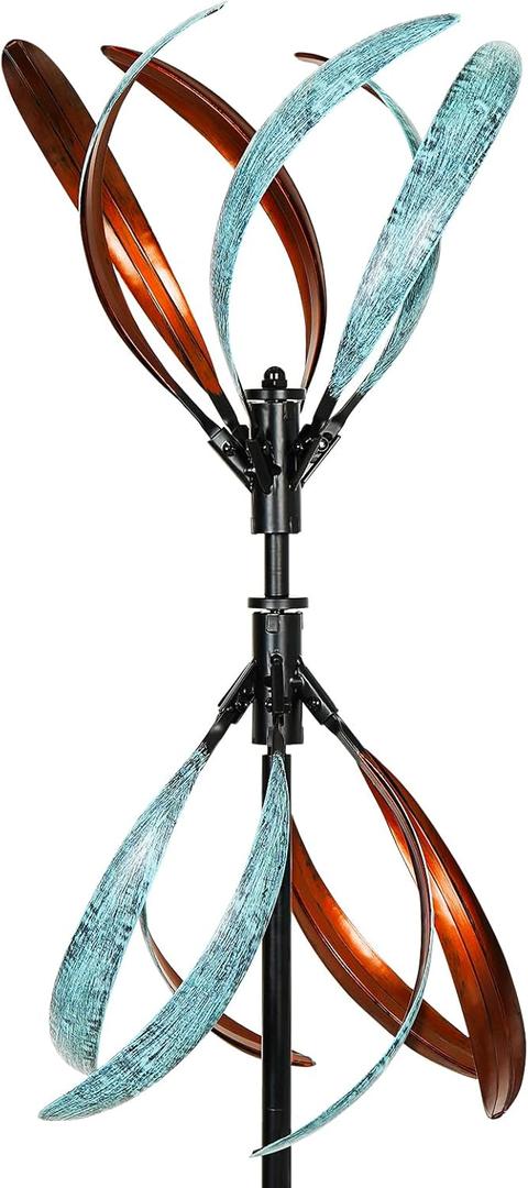 Wind Spinners Outdoor Metal Large Wind Spinner with Stake for Yard and Garden, Garden Wind Sculptures & Spinners, Ideal Gift for Family (13'' W x 70.5'' H)