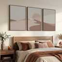 Large Framed Neutral Abstract Desert Wall Art for Living Room, 24x36 Inch, 24" W x 36" H x 3Pcs