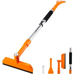 49.2inch Ice Scraper and Snow Brush for Car Windshield,Extendable Snow Removal Tool with Foam Grip and 360 Silicone Brush Head for Car SUV Truck Auto (Orange)