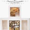 qiqee Auto-pop Up 30pcs Pie Box With Window 9x9x2.5 Inch Donut Pastry Boxes White Bakery Box