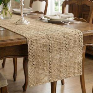 Burlap Boho Table Runner Farmhouse Rustic Jute Macrame Woven Dining Table Runner for Bedroom Dresser Kitchen Home Decor(Brown, 12x60 in)