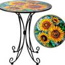 Sunflower Side Table Outdoor, 18 Inch Metal Accent Table, Indoor Small Round End Tables, Plant Stand Tables for Outside Yard Balcony Garden Bedside