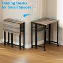 GreenForest Folding Desk Small Rolling Desk with Storage Shelf, 24.8 inch Foldable Computer Desk with Wheels for Small Space, Easy Assembly, Grey Wash