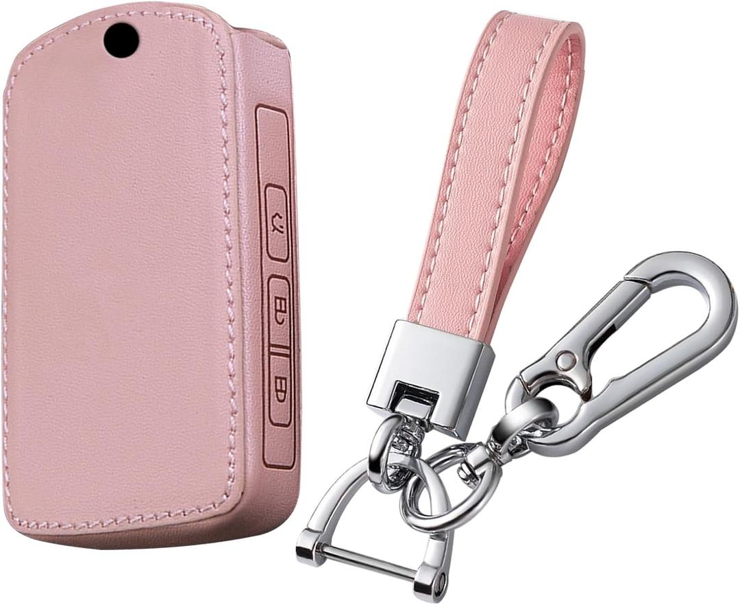 KUNIO Woman Like Leather Car Key Fob Cover Case Compatible with Mazda 3 6 CX-4 CX-5 CX-8 CX-9 CX-30 MX5 2019-2025 Diamond Bling Keychain 3 Button Key Holder Accessories A Pink