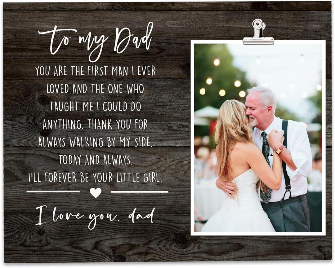 Father of The Bride Gifts from Daughter, Wooden Picture Frame for 6"x 4" Photo, Thank You Gifts For Daddy, To My Dad Keepsake On My Wedding Day, Wedding Keepsake Desk Decor