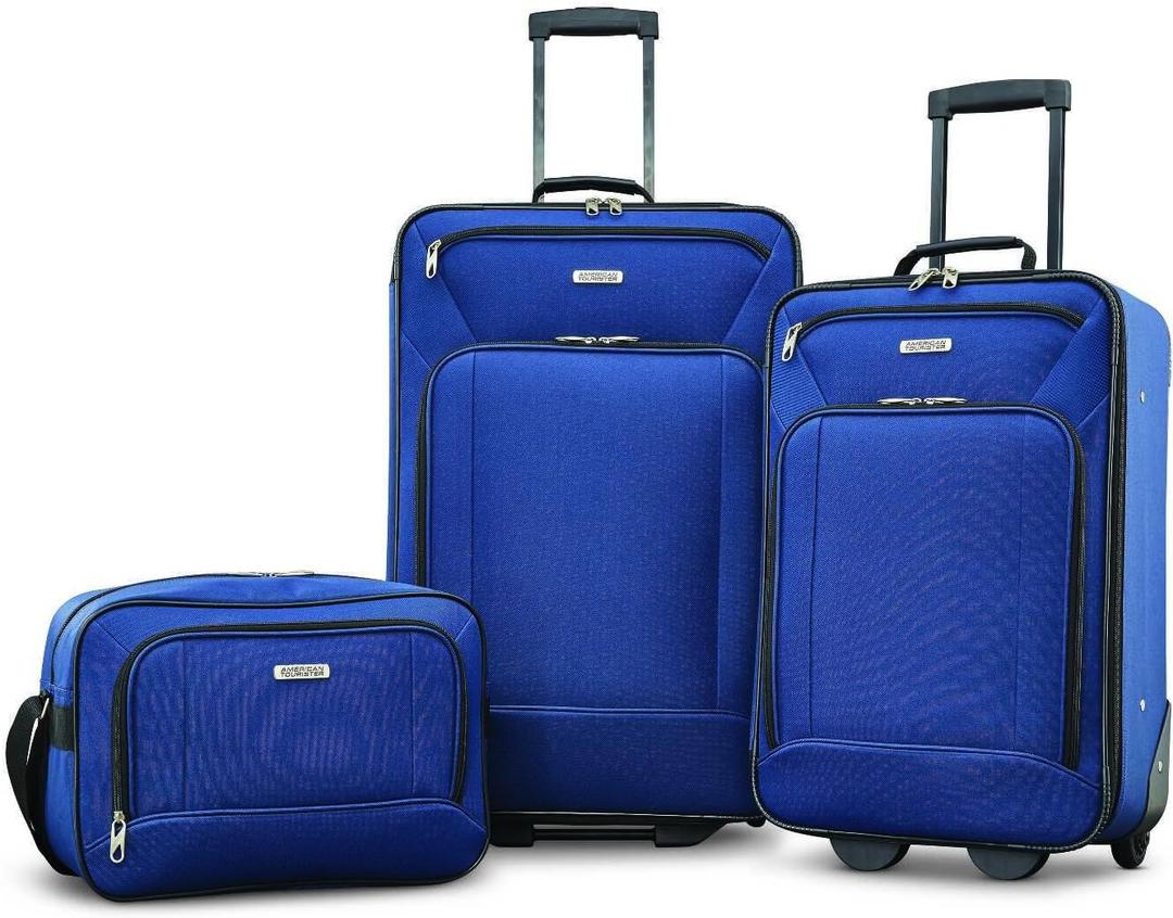 American Tourister Fieldbrook XLT Softside Upright Luggage, Navy, 3-Piece Set (BB/21/25)