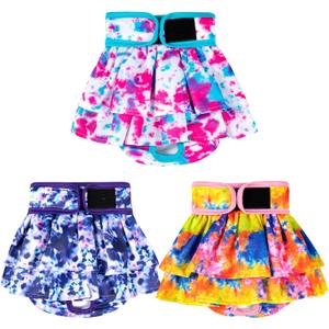 wegreeco Dog Diapers Female (3 Pack), Highly Absorbent Puppy Doggie Dog Diapers for Female Dogs Period, Washable Doggy Diapers for Dogs in Heat (Colorful, Medium)