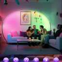 75" RGBW Corner Floor Lamp, Dimmable Arc Lamp with Remote & Foot Control