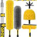 20 Foot High Ceiling Duster Kits with 5-12ft Heavy Duty Extension Pole, High Reach Duster for Cleaning,Microfiber Feather Duster,Cobweb Duster,Ceiling Fan Duster,Window Squeegee & Cleaner