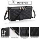 Argyle Wallet Case for Samsung Galaxy A35 5G with Wrist Strap Shoulder Strap, 9+ Card Slots Zipper Purse Luxury PU Leather Stand Checkered Phone Cover for A 35 35A A355G Women Girls Black