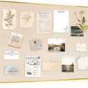 DOLLAR BOSS Bulletin Board with Linen 36'' x 24'' with Golden Aluminum Frame, Fabric Cork Boards for Walls, Decorative Pin Board for Office Home Caf, Beige Brown