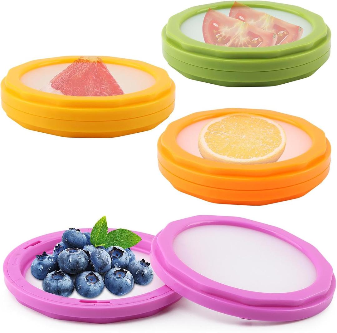 Silicone Fruit and Vegetable Storage Containers, Onion Storage and Avocado Saver, Food 'Storage Containers with Lid for Lemons, Cheese, Tomatoes, Potatoes, Garlic(COLOR:4pcs)