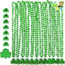 JOYIN 48 Pcs St Patricks Shamrock Necklaces, Green Clover-Shaped Bead Necklace with Pendant for St. Patrick's Day Party Supplies Dressing-up Accessories Party Favors, Irish Leprechaun Plastic Jewelry