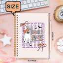 FDHSPAAM Coquette Halloween Ghost Spiral Journal Notebook 5.5x8.3in, Spooky Ghost Journal for Woman, Girly Preppy Halloween Notebooks Gifts for Note Taking, Hardcover Notebook