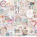 4 x 144 Pcs Waterproof Christian Stickers for Water Bottles Journaling Prayer Board, Boho Style Vinyl Biblical Christian Stickers, Spiritual Religious Gifts for Kids, Teens, Women, Adults (God144)