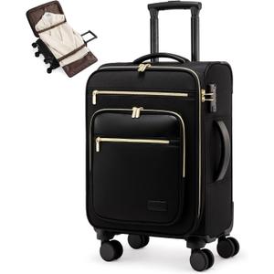 LOVEVOOK Carry on Suitcase 22x14x9 Airline Approved,20 inch Lightweight Waterproof Suitcases with 360 silent swivel wheels, TSA Lock and Compartment, Large Capacity travel Suitcase Black, 20 inch with garment compartment
