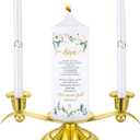 Landhoow 3 Unity Floral Candles for Wedding Ceremony Set with Golden Holder White Pillar and Taper Candles Religious Wedding Catholic Anniversary Big Events Gifts for Couple
