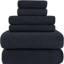 YTYC 29x59 Inch Extra Large Bath Towels Set of 6 Quick Dry Super Soft Microfiber Towels for Bathroom 80% Polyester (Black, 6 Piece) (29x59"-Bath Towels Set-6PCS, 07_black)