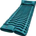 Camping Sleeping Pad, Ultralight Camping Pad with Pillow Built-in Foot Pump Inflatable Sleeping Mat Compact for Camping Backpacking Hiking Traveling (Green2)