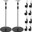 Boat Cover Support Poles, 2 Pack Adjustable Stainless Steel Pontoon Boat Cover Support System, Telescoping Tarp Accessories with 8 Straps and Metal Base for V Hull, Jon, Pontoon Boat