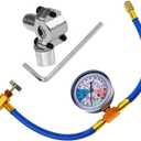 R134a Refrigerant Recharge Hose Kit with BPV31 Piercing Valve for Bullet,Charging Hose Refrigerant Can Tap with Gauge,R134a can to R-12/R-22 port