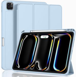 ZryXal New iPad Pro 13 Inch Case (M5) 2025 / (M4) 2024 with Pencil Holder, Smart iPad Case [Support Pencil Pro and Pencil (USB-C)], Support Touch ID and Auto Wake/Sleep (New Sky Blue)