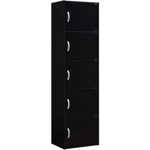 Hodedah 5-Shelf, 5-Door Bookcase in Black