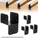 4-Pack 4x4 Post Cap Tie Bracket, Heavy Duty Carbon Steel Black Powder Coated Post to Beam Connector for Pergola Gazebo Deck Patio, Includes Screws & Easy to Install