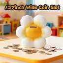 SOBEIT Piggy Bank for Girls Boys Kids, Cute Smiley Flower Piggy Bank, 7.87inch Ceramic Coin Bank Money Bank for Birthdays, Christmas, Baby Shower, Newborn Keepsake, Back-to-School Gift, Nursery Decor