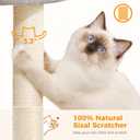 PETEPELA 19" Scratching Post, Cat Tree Tower, 100% Natural Sisal Scratcher With Large Plush Top Perch Bed, Cozy Platform for Kittens and Cats Gray