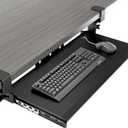 Keyboard Tray Under Desk Pull Out with Extra Sturdy C Clamp Mount System, 27.3 (32.5 inch Including Clamps) x 11 Inch Slide-Out Platform Computer Drawer for Typing Black AX01WB01