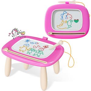 Kikidex Toddler Toys for 1-3 Years, Sturdy Magnetic Doodle Board, Reusable, No Mess, Educational Learning Toys for Kids' Birthday (Rose)