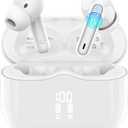 Wireless Earbud, Bluetooth 5.3 Headphones Deep Bass with 4 HD Mics, Wireless Headphones in Ear 40H Playtime, Bluetooth Earphones with Light Weight, IP7 Waterproof Ear Buds for Android IOS, Snow White