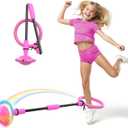 Ankle Skip Ball for Kids, Foldable Colorful Light Flash Wheel Skip Ball for Adults, Indoor Outdoor Game Toys for Kids Girls Boys, Gift for Girls, Boys Ages 5 6 7 8 9 10 11 12 Years Old- Pink