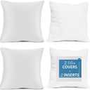 Nestl Throw Pillow Inserts Pack of 2 with Velvet Soft Solid Decorative Square Throw Pillow Covers Set for Sofa Couch Car Bedroom, 26X26 Throw Pillows Inserts with 24x24 Washable Cushion Covers, White