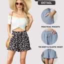 Lepunuo Shorts for Women High Waisted Ruffle Hem Summer Lounge Shorts with Pockets Elastic Drawstring Casual (Black, M)