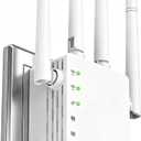 WiFi Extender, WiFi Signal Booster with 5.0G&2.4G Dual Band - 12880 Sq.Ft Coverage, 105 Devices, 1-Tap Setup, Ethernet Port & Faster Wireless Speed