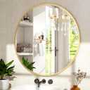XRAMFY 30 Inch Round Mirror - Circle Mirrors for Bathroom, Entryway and Living Room Wall Decor, Modern Hanging Vanity Mirror, Matte Gold Circle Decorative Wall Mirror