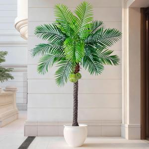 Bailikang Artificial Phoenix Palm Tree 7.2ft Tall - Fake Large Tropical Tree with Adjustable Leaves, Realistic Faux Sago Palm for Indoor Outdoor Decor, Patio, Poolside, Yard, Living Room, Office