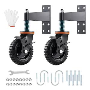 2Pack Gate Wheel with Brake Heavy Duty Fence 6inch for Metal Tube Gate Wooden Gate 360 Degree Rotation Spring Shock Absorbing with Screws and Wrenches (6"-Brake-2pack-1000LB)