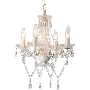 LaLuLa White and Gold Chandelier French Country Chandelier Lighting Mini Acrylic Crystal Chandelier 4 Light Modern Chandelier Lighting for Bedroom