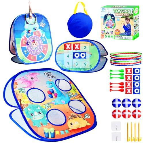 Bean Bag Toss Game for Kids - 5IN1 Kid Cornhole Toys Set, Over 3 Years Toddlers Children Backyard Beach Lawn Outdoor Indoor Throwing Toy to Boys Girls Birthday Family Party Christmas Easter Gift