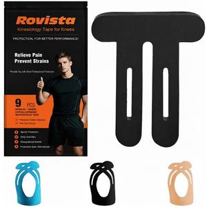 9 Pcs Precut Kinesiology Tape for Knees - Pro Waterproof and Breathable Knee Tape - Latex-Free and Elastic Athletic Tape for Stability Support
