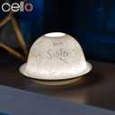 2 x Cello Porcelain Tealight Holder Dome - Best Sister Design with 3D Projection Image & Message Scented Unscented LED Candle Wax Warmer Love Gifts Ornament for Bedroom Home Birthday Present Dad Brother
