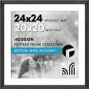 Americanflat 24x24 Picture Frame with Polished Plexiglass - Use as 20x20 Frame with Mat or Display 24x24 Photo Without Mat - Hudson Collection - Wide Square Frames for Wall Display - Black